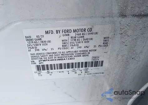 2021 Ford Edge Titanium из США, поврежденный, VIN 2FMPK4K93MBA13403